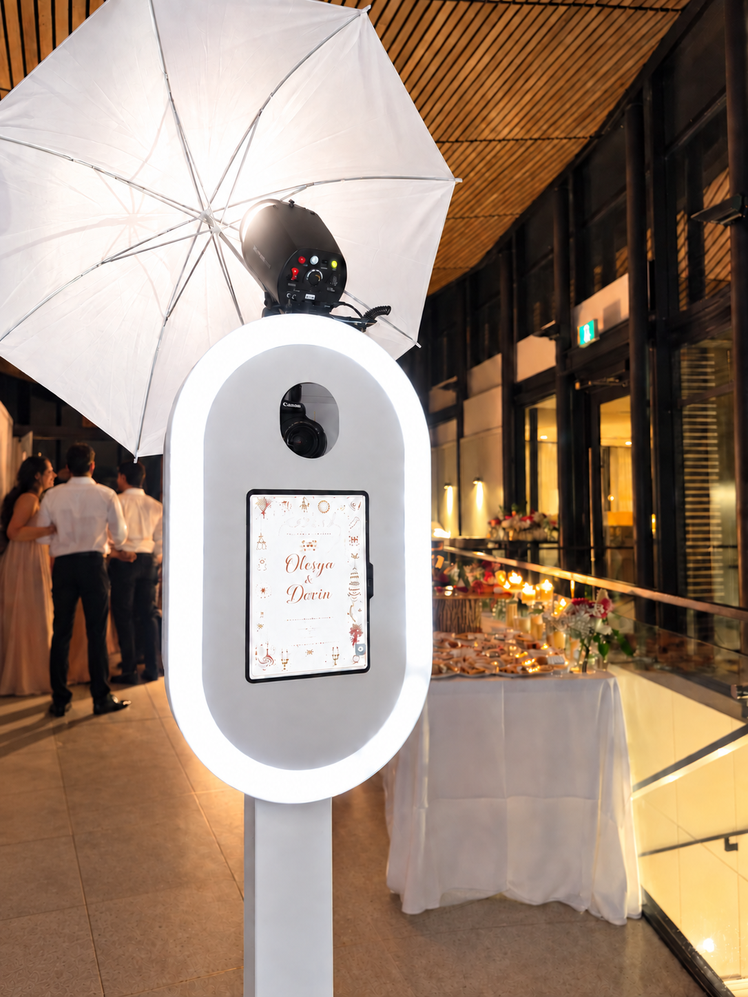Party Pixel photo booth setup with studio lighting