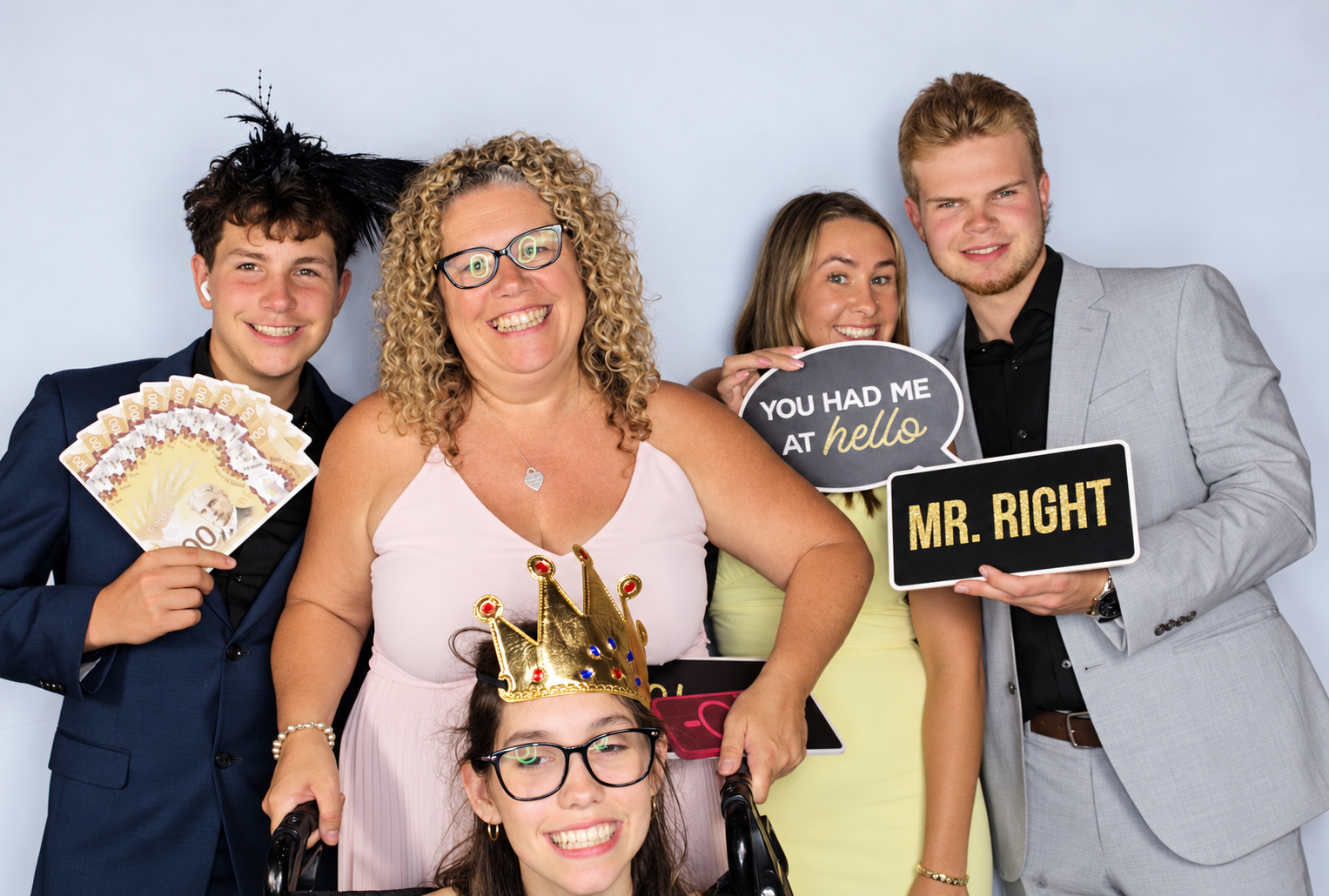 Wedding guests enjoying Party Pixel photo booth props